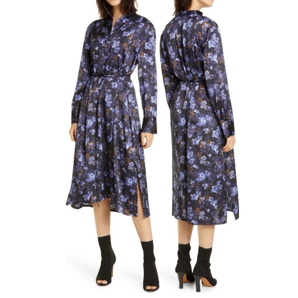 New Vince Plumeria Blooms Satin Dress Size XL
